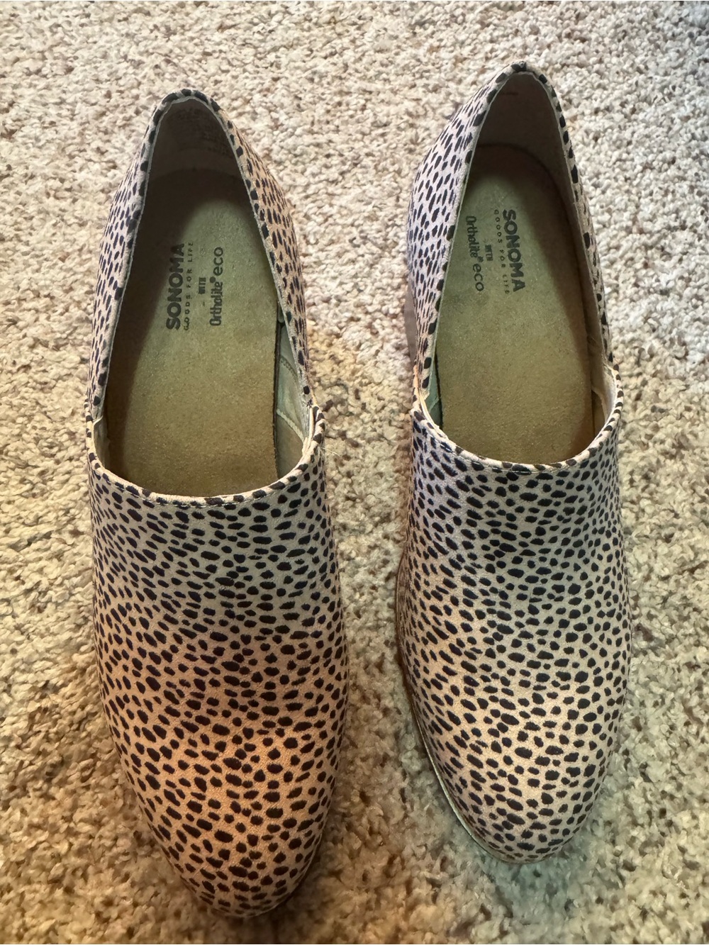 Sonoma Leopard-Print Slip-On Flats in Beige and Black